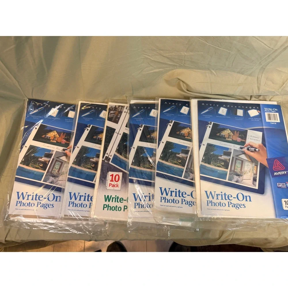 Lot of 6 Avery Write-On Photo Pages 10-Pack 74416 3-Ring Binder Archival 60ct